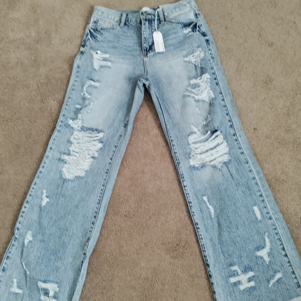 Petra Fashions Light Blue Distressed Flare Jeans